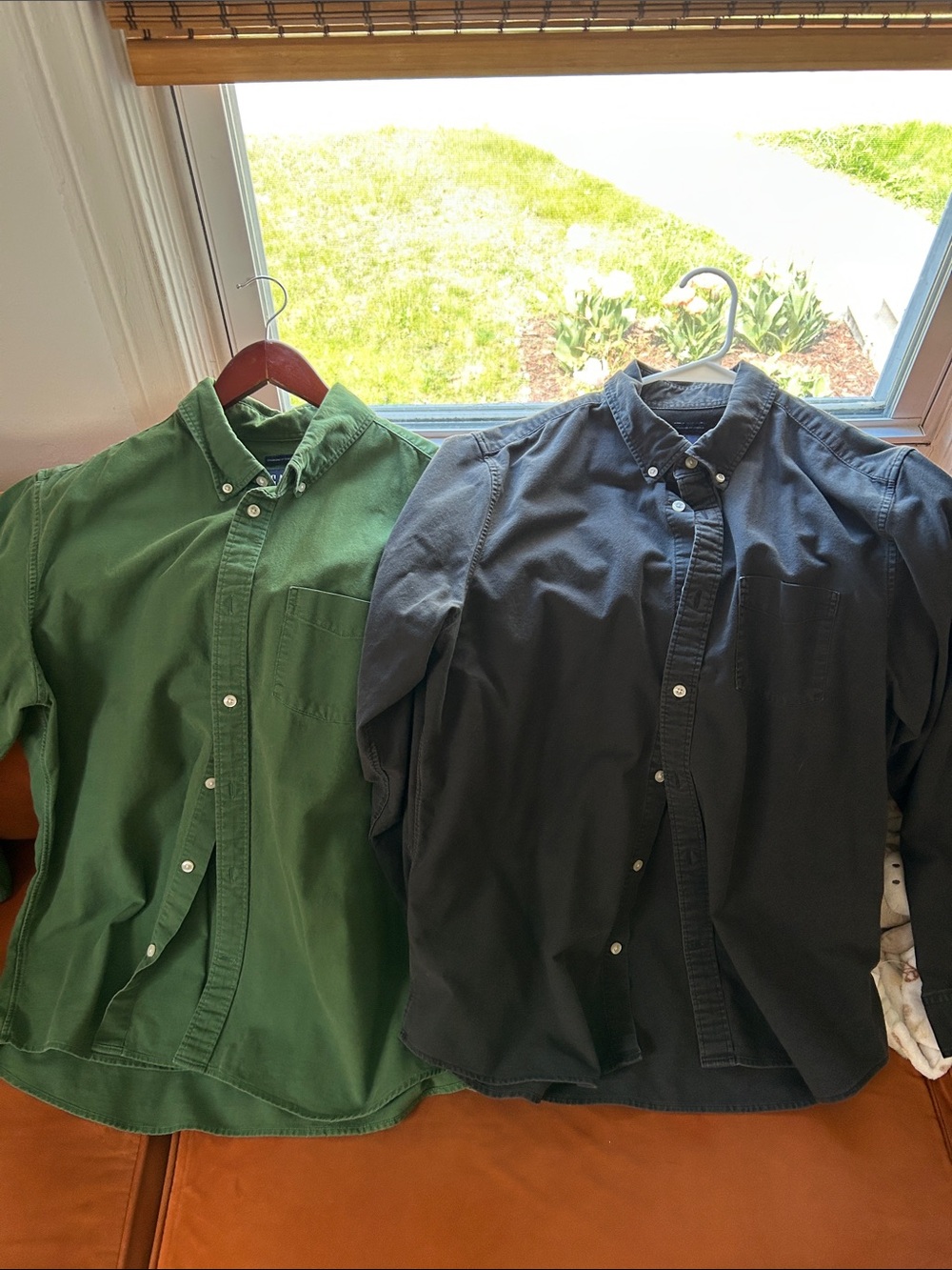 GAP Men's Green and Black Casual Button-Down Shirts - both for 25!